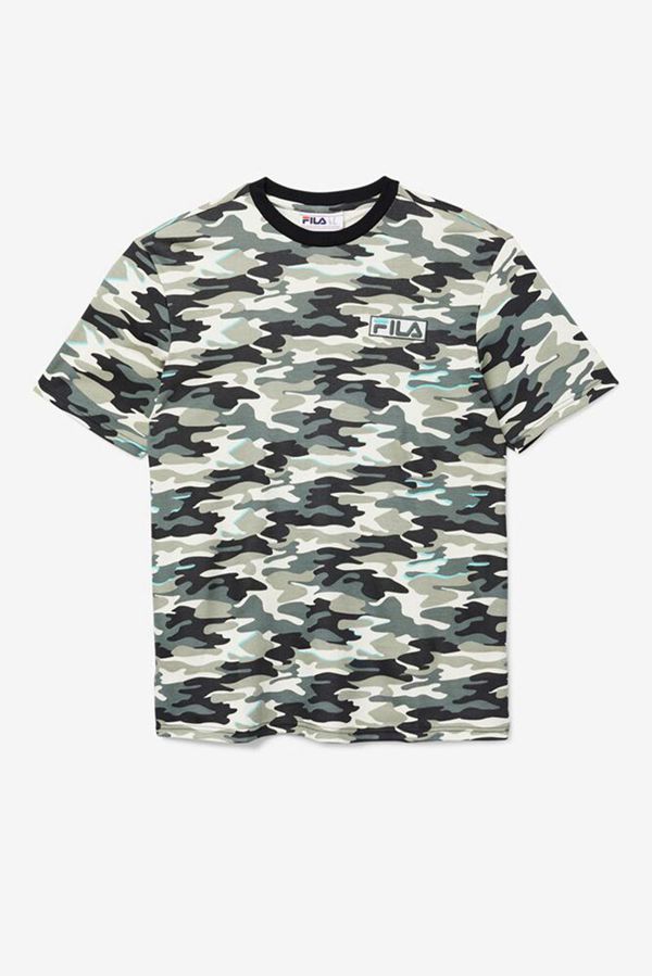 Camisetas Fila Hombre Negras - Valentine Camo - España 345267UNA